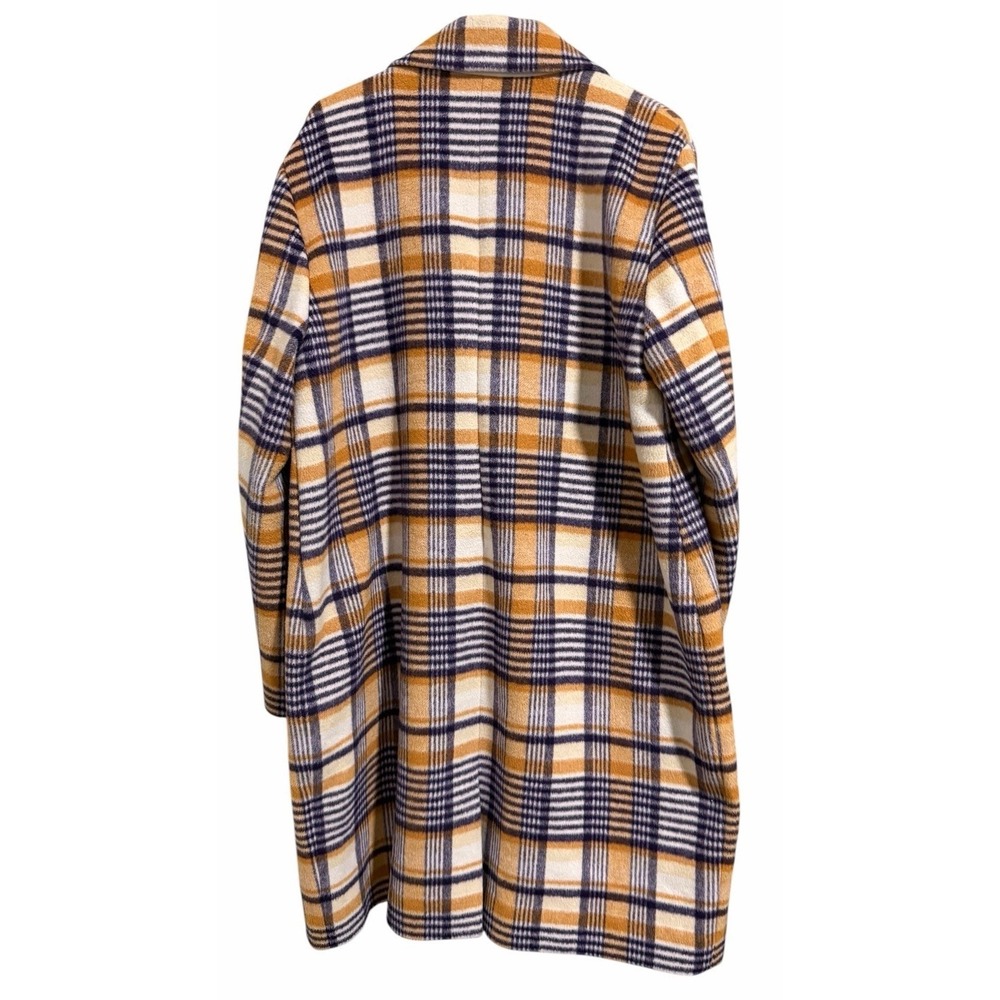 Garnet Hill Plaid Wool Coat‎ Purple/Tan Women's Size XL - Picture 2 of 12